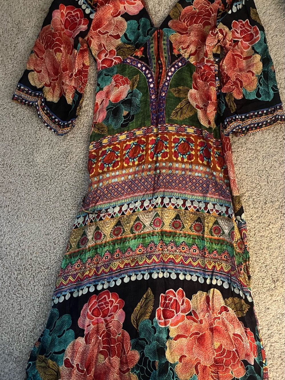 Farm Rio Anthropologie Women’s Size XXS Floral Mixed Print Maxi Dress